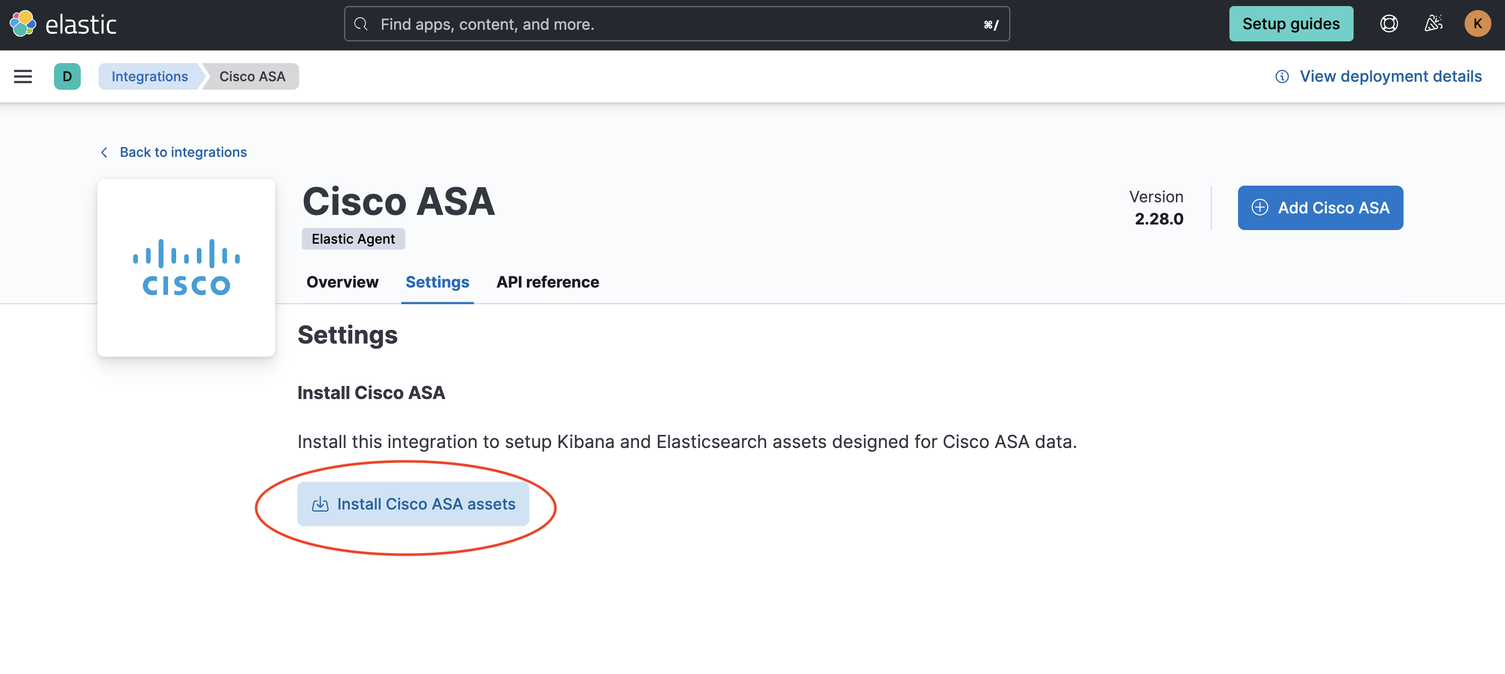 Install Cisco ASA assets