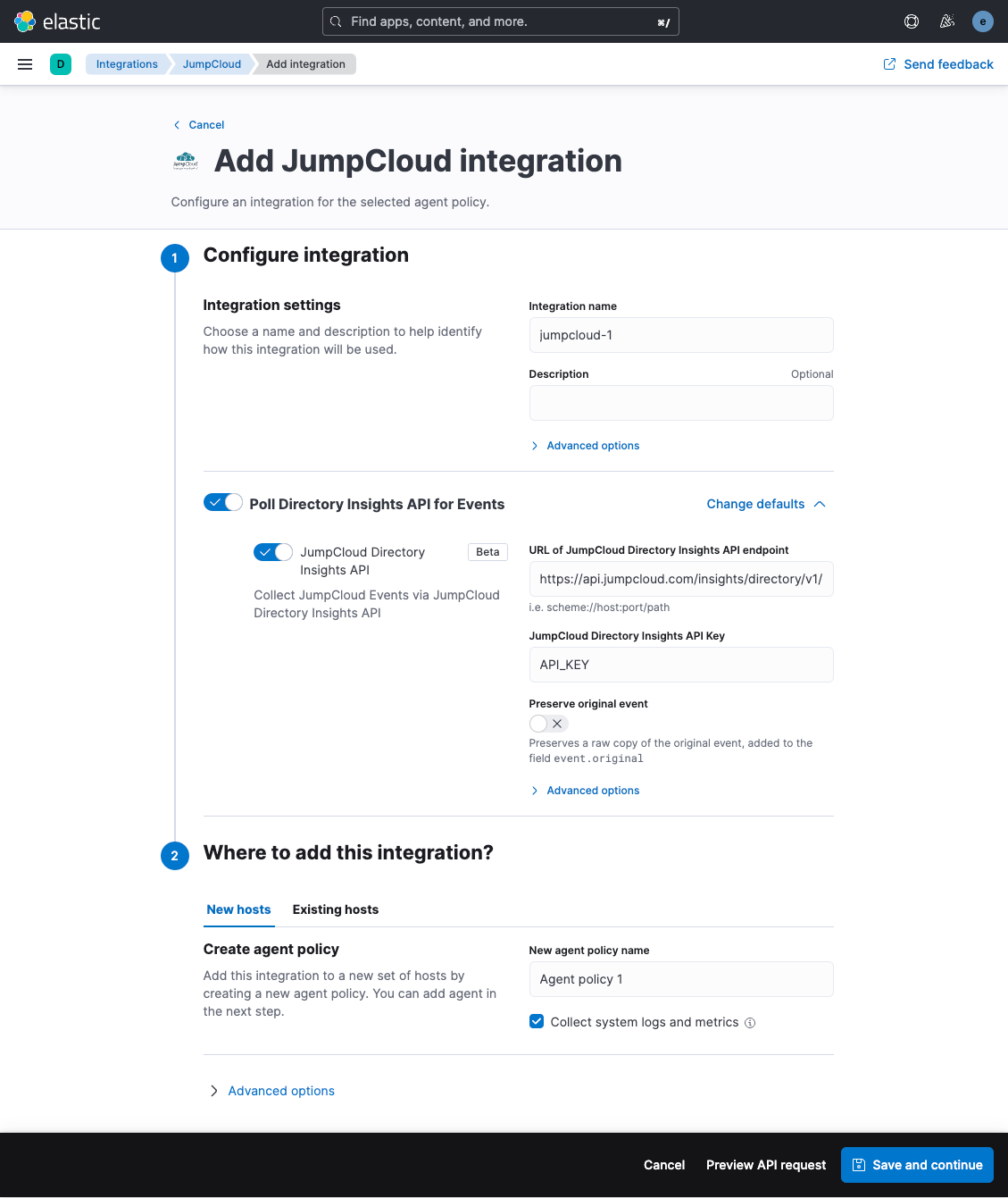 Example of Add JumpCloud Integration